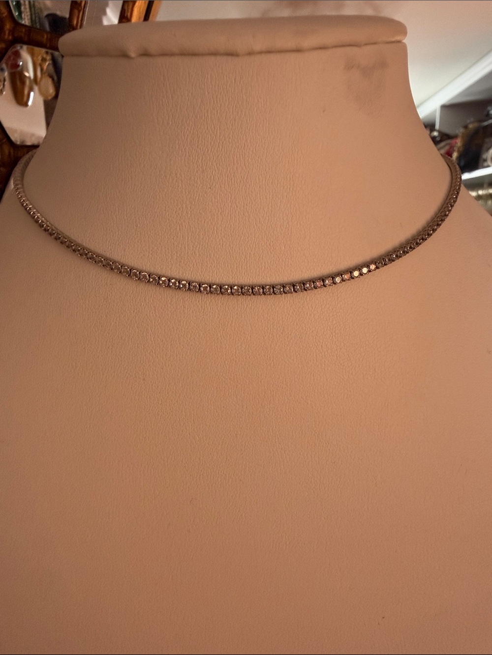 14-16" Delicate Crystal Tennis Choker Necklace - Silver